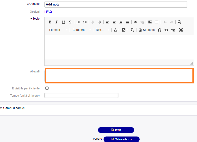 Step 3: posso allegare un file e invio